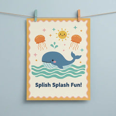 Hello Sunshine and Splish Splash Fun Kids Poster Set – Nursery Wall Art