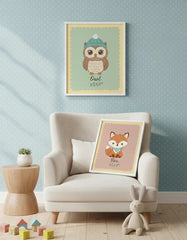 Forest Friends Owl and Fox Kids Poster – Nursery Bedroom Wall Art