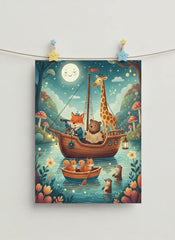 Whimsical Animal Adventure Kids Poster Set – Nursery Bedroom Wall Art
