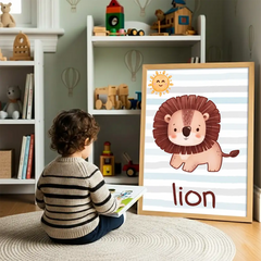 Jungle Animal Nursery Posters – Kids Room Educational Wall Art Set