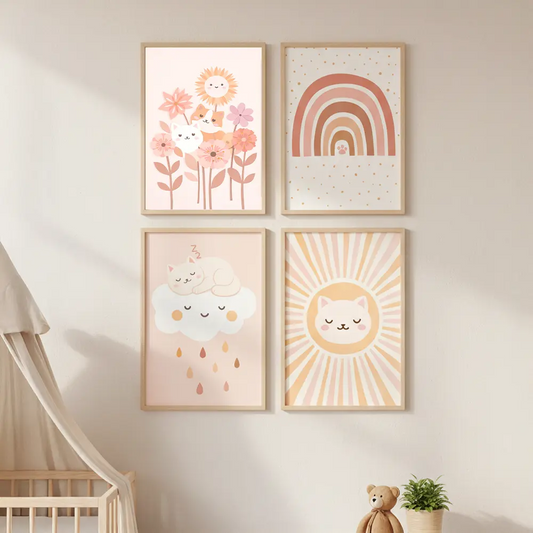 Boho Kitten Sunshine & Rainbow Kids Art Set