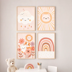 Boho Kitten Sunshine & Rainbow Kids Art Set