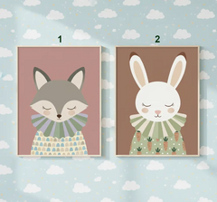 Cute Fox and Bunny Nursery Posters – Kids Room Wall Art Set