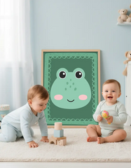 Cute Animal Faces Cartoon Nursery Posters – Kids Room Wall Art Set