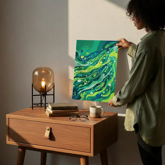 Green Flow Abstract Poster