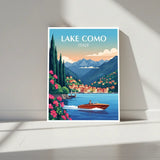 Lake Como Italy Travel Poster – Scenic Bedroom Living Room Wall Art
