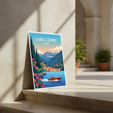 Lake Como Italy Travel Poster – Scenic Bedroom Living Room Wall Art