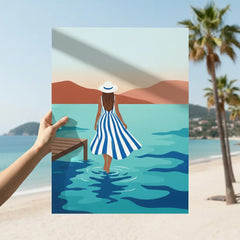 Serene Coastal Walk Poster – Impressionist Bedroom Living Room Wall Art