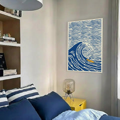 Blue Wave Surf Art Poster – Coastal Bedroom Living Room Wall Art