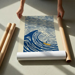 Blue Wave Surf Art Poster – Coastal Bedroom Living Room Wall Art