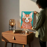 Bohemian Orange Tabby Cat Art Poster – Illustrated Bedroom Living Room Wall Art