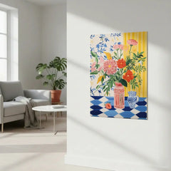 Maximalist Floral Still Life Poster – Bold Bedroom Living Room Wall Art