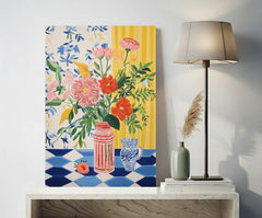 Maximalist Floral Still Life Poster – Bold Bedroom Living Room Wall Art