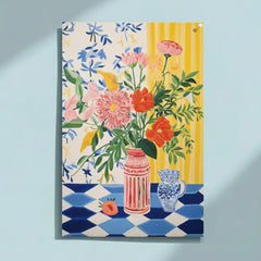 Maximalist Floral Still Life Poster – Bold Bedroom Living Room Wall Art
