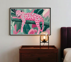 Pink Heart Leopard Jungle Poster – Bold Bedroom Kids Room Wall Art