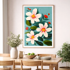 Vibrant Turquoise Garden Bloom Poster – Colorful Bedroom Living Room Wall Art