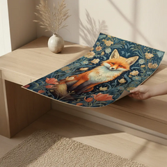 Enchanted Forest Fox Botanical Illustration Poster – Bedroom Living Room Wall Art