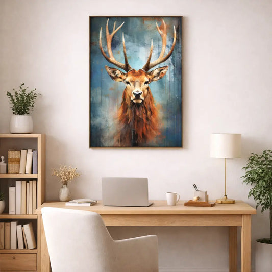 Majestic Red Deer Oil Painting Style Poster