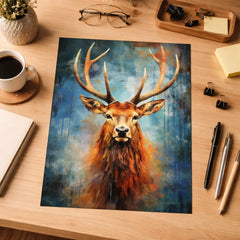 Majestic Red Deer Oil Painting Style Poster – Bedroom Living Room Wall Art