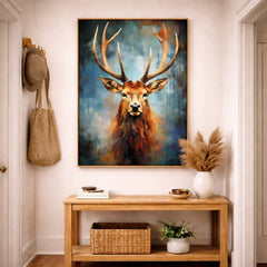 Majestic Red Deer Oil Painting Style Poster – Bedroom Living Room Wall Art