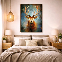 Majestic Red Deer Oil Painting Style Poster – Bedroom Living Room Wall Art