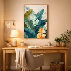 Vibrant Tropical Banana Leaf Illustration Poster – Bedroom Living Room Wall Art