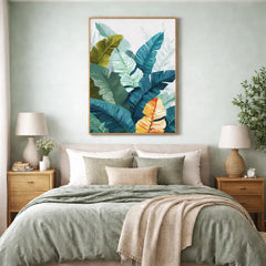 Vibrant Tropical Banana Leaf Illustration Poster – Bedroom Living Room Wall Art