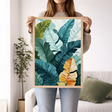 Vibrant Tropical Banana Leaf Illustration Poster – Bedroom Living Room Wall Art