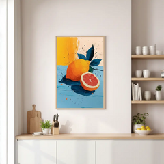 Vibrant Citrus and Grapefruit Still Life Poster – Kitchen Dining Room Wall Art