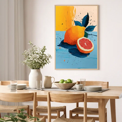 Vibrant Citrus and Grapefruit Still Life Poster – Kitchen Dining Room Wall Art