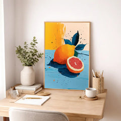 Vibrant Citrus and Grapefruit Still Life Poster – Kitchen Dining Room Wall Art
