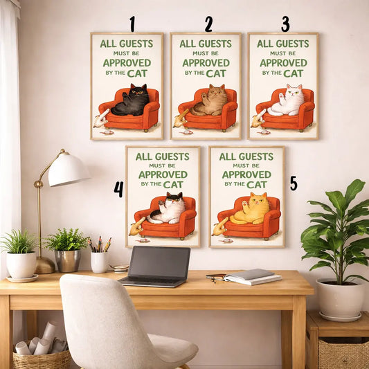 Funny "Approved by the Cat" Boss Cat Poster Set