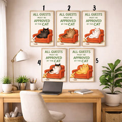 Funny Approved by the Cat Boss Cat Poster Set – Bedroom Office Wall Art