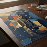 Abstract Geometric Saxophone Jazz Art Poster – Bedroom Living Room Wall Art