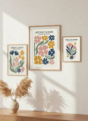 Abstract Bohemian Blooms Art Poster – Colorful Bedroom Living Room Wall Art