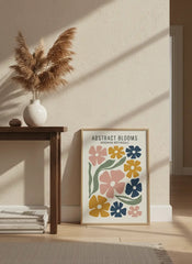 Abstract Bohemian Blooms Art Poster – Colorful Bedroom Living Room Wall Art