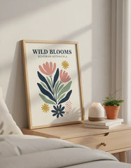 Abstract Bohemian Blooms Art Poster – Colorful Bedroom Living Room Wall Art