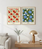Vintage Flower Market Botanical Poster Set – Bedroom Living Room Wall Art