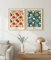 Vintage Flower Market Botanical Poster Set – Bedroom Living Room Wall Art