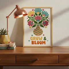 Retro Floral Inspirational Quote Poster Set – Bedroom Kids Room Wall Art
