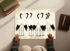 Minimalist Crane Illustration Poster – Asian Bedroom Living Room Wall Art