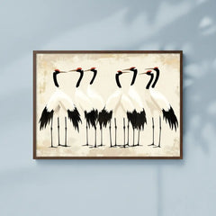 Minimalist Crane Illustration Poster – Asian Bedroom Living Room Wall Art