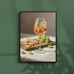 Elegant Wine and Spirits Still Life Oil Poster Set – Kitchen Dining Room Wall Art