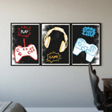Retro Gaming Controller and Headphones Pop Art Poster Set – Boys Room Wall Art