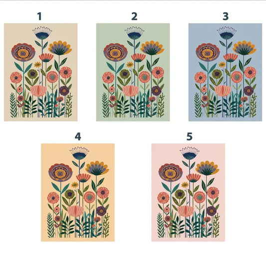 Scandinavian Folk Floral Botanical Art Poster