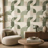 Organic Modern Geometric Wallpaper – Minimal Peel-and-Stick Bedroom Office Design