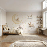 Sleeping Bunny Moon Wall Sticker – Cute Rabbit Clouds Decal