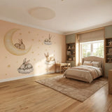 Sleeping Bunny Moon Wall Sticker – Cute Rabbit Clouds Decal