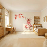Pink Fairy Flowers Wall Sticker Set – Girls Room Nursery Removable Decal