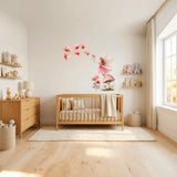 Pink Fairy Flowers Wall Sticker Set – Girls Room Nursery Removable Decal